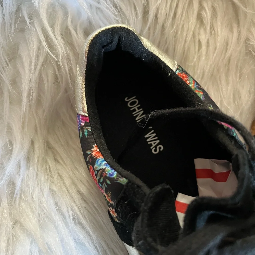 Johnny Was Black and Gold Floral Sneakers - Picture 6 of 10